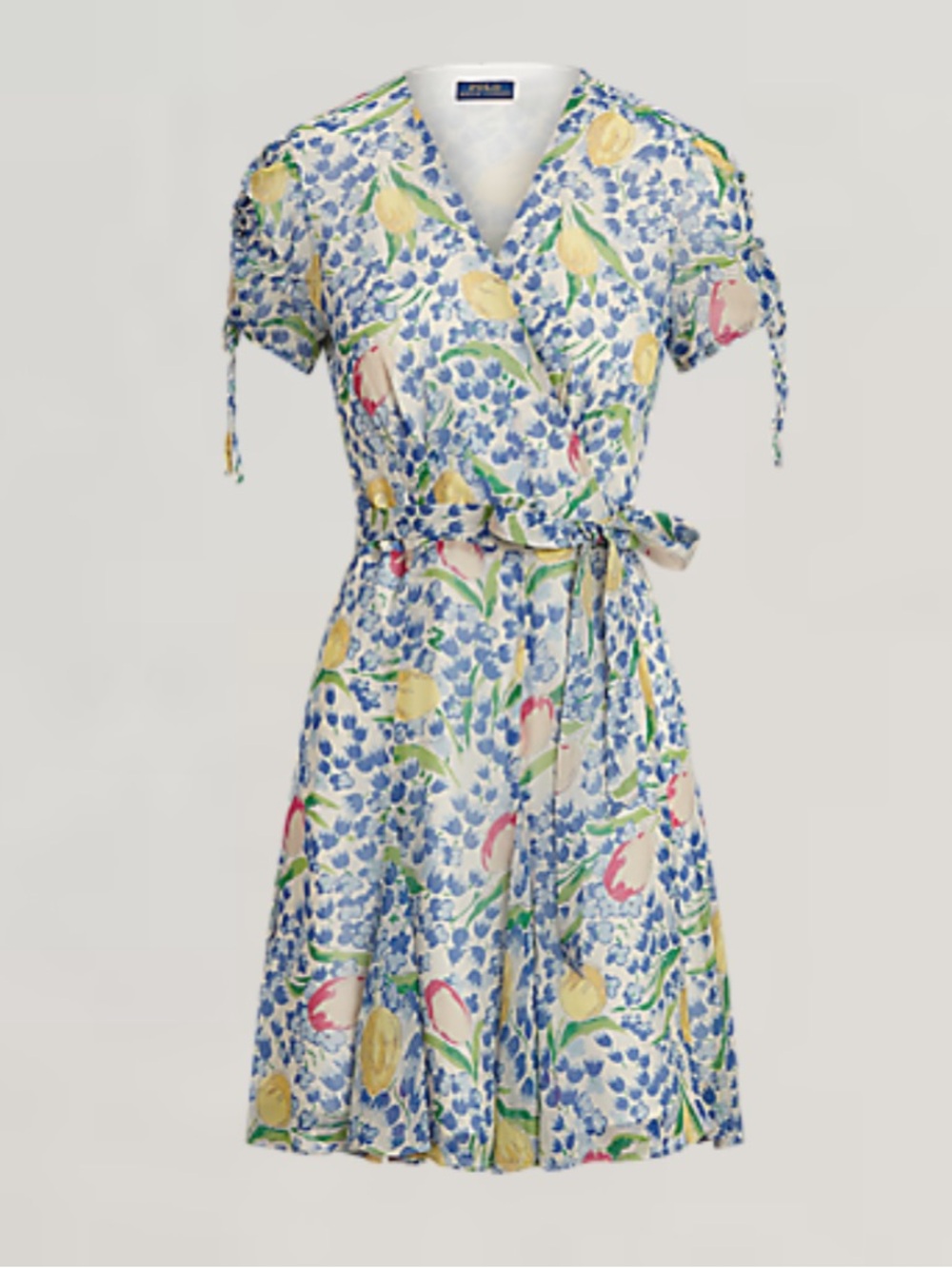 Ralph Lauren Floral Print Georgette Wrap Dress Woman 8 Tulip Coquette Preppy